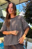 Below Deck Cheesecloth Stripe Tee Chocolate
